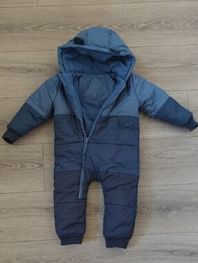 Baby MORI 12-24m Baby Hooded Puffer Snowsuit in Blue